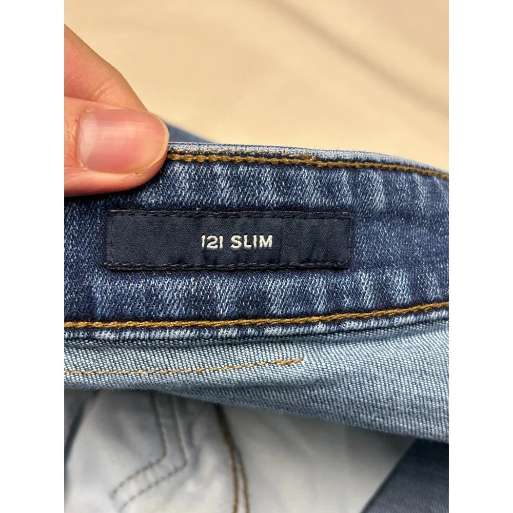 Lucky Brand 121 Slim Mens Blue Denim Jeans 38x30‎ Medium Wash Stretch Coolmax